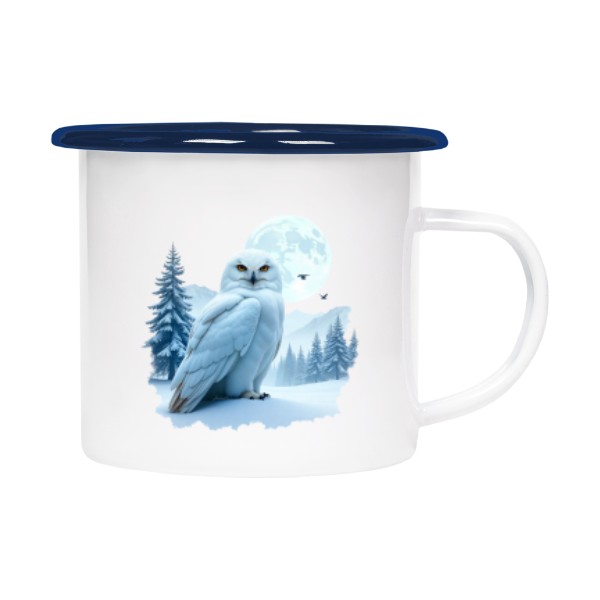 Plecháčik- smaltový lem s potlačou Sněžná sova