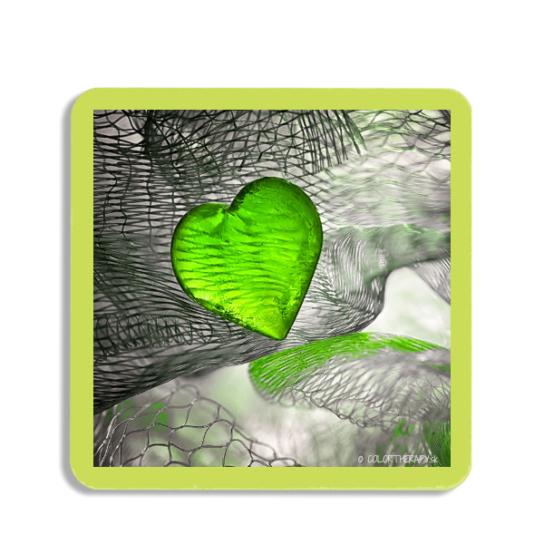Podložka pod hrnček  s potlačou Zelené srdce v sieti